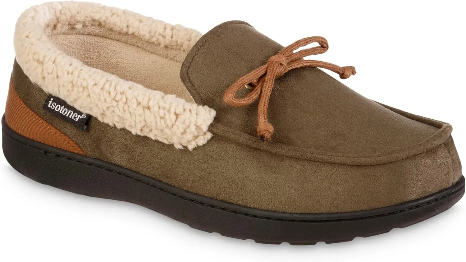 isotoner Men's Recycled Advanced Memory Foam Microsuede Vincent Eco Comfort Moccasin Slippers