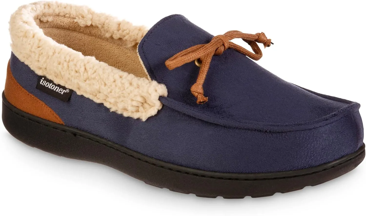 isotoner Men's Recycled Advanced Memory Foam Microsuede Vincent Eco Comfort Moccasin Slippers