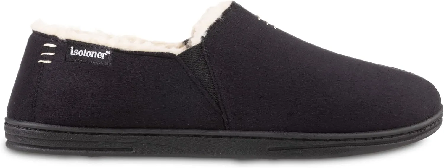 isotoner Men's Recycled Microsuede Nigel Eco Slippers with Advanced Memory Foam and Berber Lining