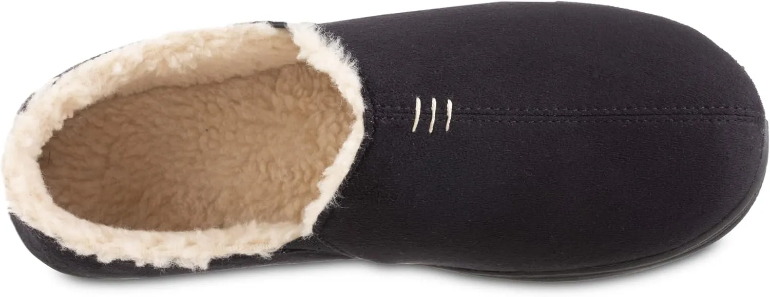 isotoner Men's Recycled Microsuede Nigel Eco Slippers with Advanced Memory Foam and Berber Lining