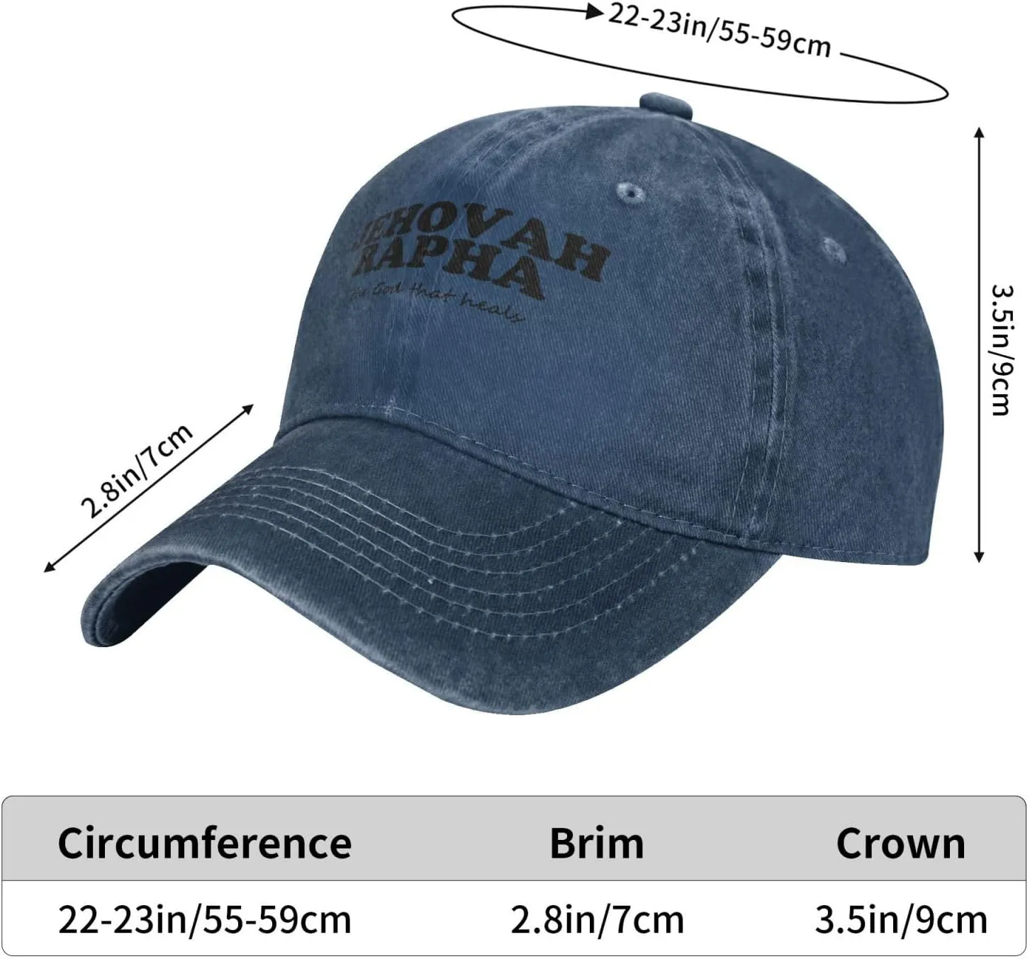 Jehovah Rapha The God Who Heals Baseball Hat Adjustable Classic Dad Hat for Men Women,Black
