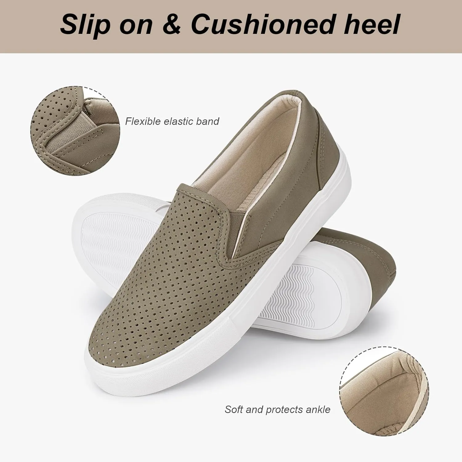JENN ARDOR Slip On Sneakers Women Comfortable Walking Slip On Shoes Women Memory Foam Womens Fashion Loafers for Women Casual Shoes for Women Flats