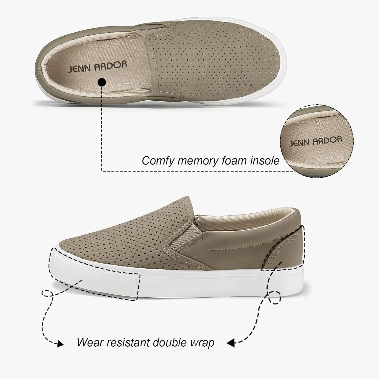 JENN ARDOR Slip On Sneakers Women Comfortable Walking Slip On Shoes Women Memory Foam Womens Fashion Loafers for Women Casual Shoes for Women Flats