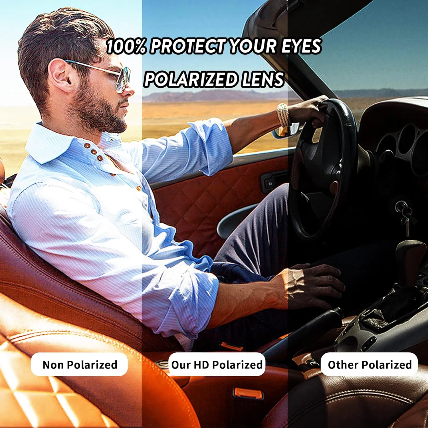 JIM HALO Polarized Aviator Sunglasses Men Women Vintage Square Driving Glasses (Tortoise Frame/Polarized Brown Lens)