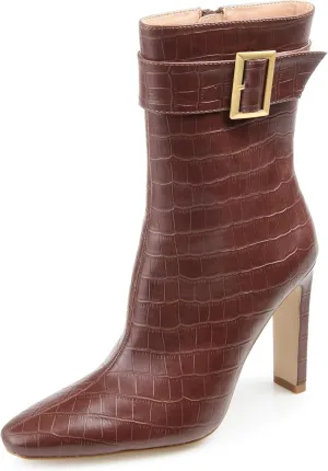 Journee Collection Women's ELANIE Ankle Boot, Brown, 8