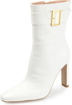 Journee Collection Women's ELANIE Ankle Boot, White, 9