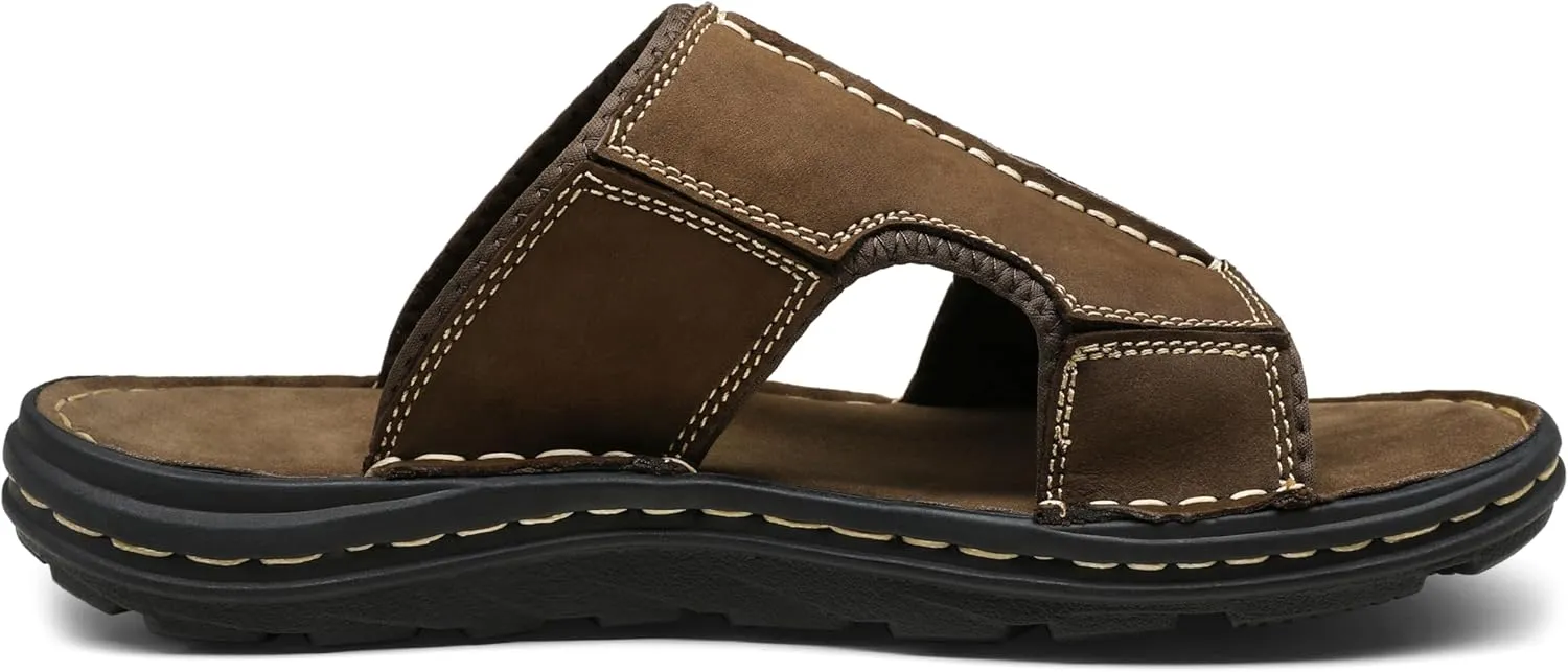 Jousen Sandals for Men Leather Slip on Mens Sandals Outdoor Men's Beach Slide Slippers