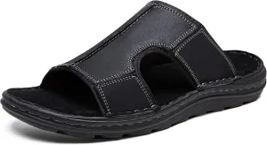 Jousen Sandals for Men Leather Slip on Mens Sandals Outdoor Men's Beach Slide Slippers