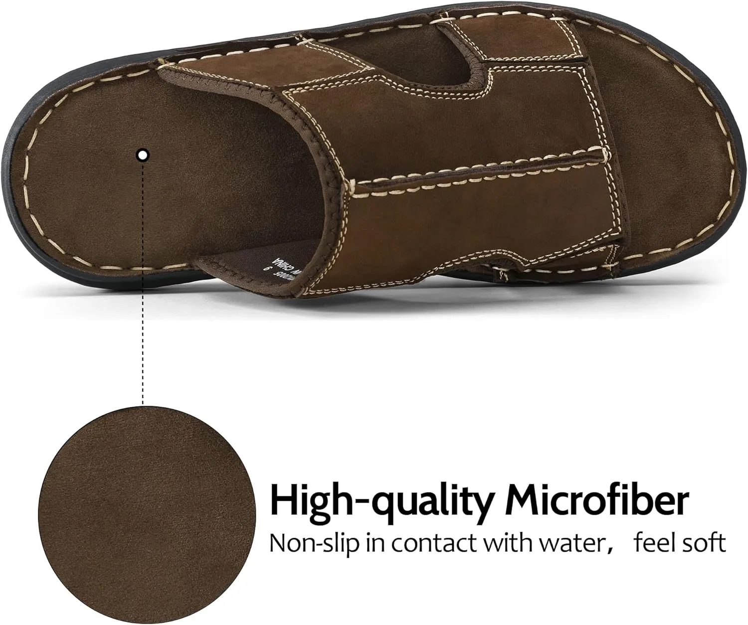 Jousen Sandals for Men Leather Slip on Mens Sandals Outdoor Men's Beach Slide Slippers