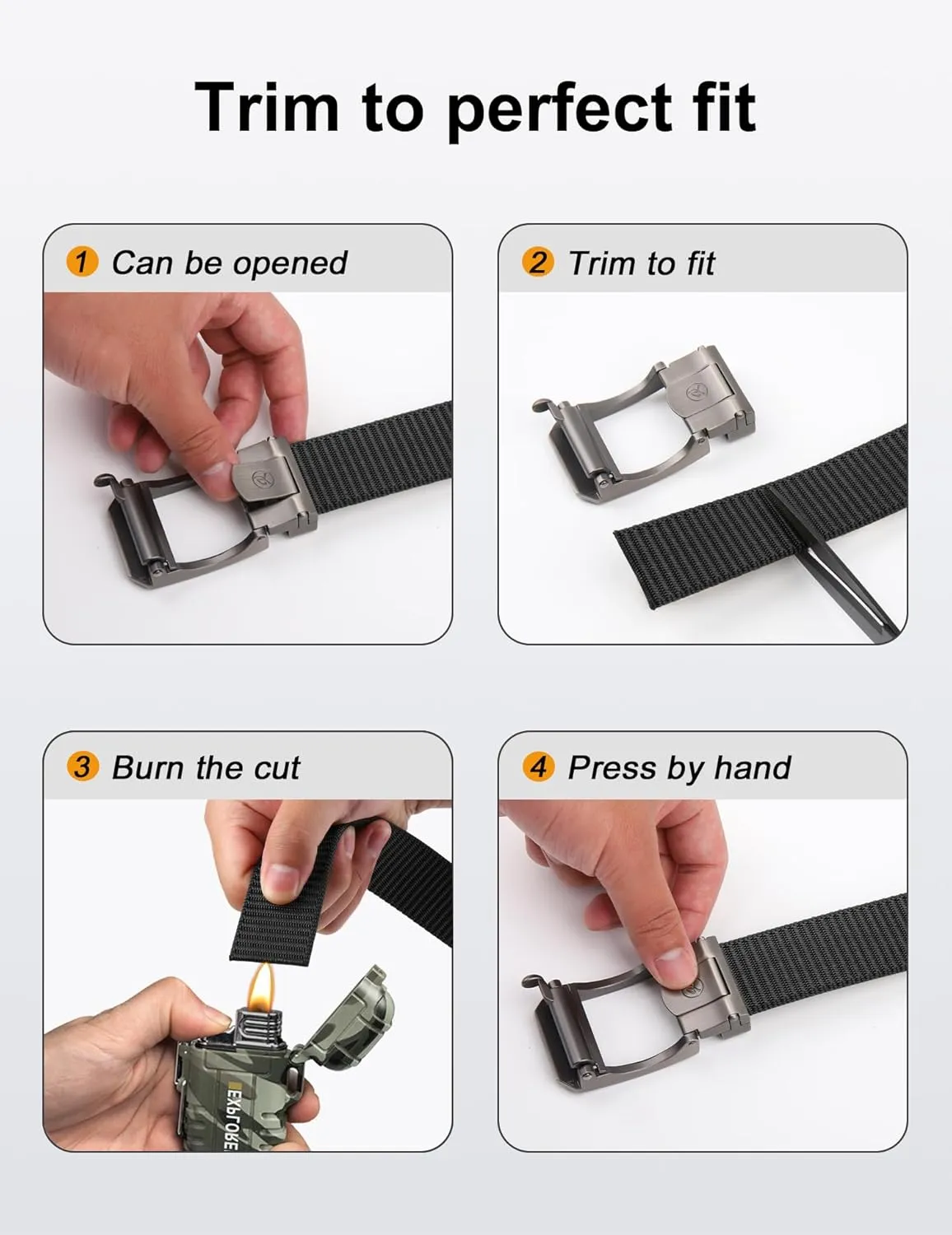 JUKMO Ratchet Belt for Men, Nylon Web Tactical Belt with Automatic Slide Buckle, Adjustable Trim to Fit