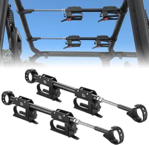 KEMIMOTO Upgraded UTV Overhead Hunting Tool Holder Rack, Hunting Tool Holder Roof Mounted Bow Rack for 21 in - 28 in Roll Bars Depth (Front to Back) Compatible with Polaris Ranger
