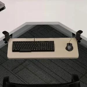 Keyboard Tray Under Desk Slide Ergonomics with Extra Sturdy Swivel C-Clamp Mount System,High Load-Bearing, Removable Slide-Out Platform Computer Drawer (Color : Oak Color, Size : 52cm)