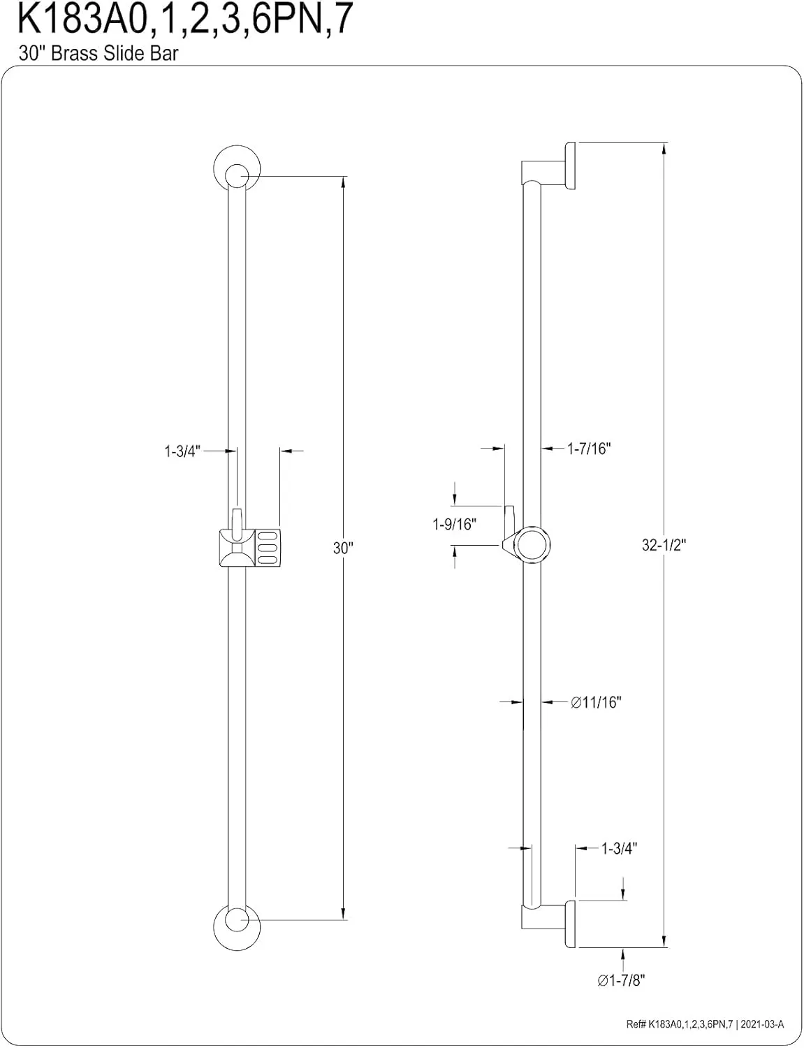 Kingston Brass K183A1 Designer Trimscape Showerscape 30-Inch Brass Shower Slide Bar, Polished Chrome