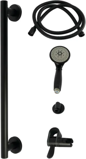 Kingston Brass KAK2520E Made to Match System with Slide/Grab Bar and Hand Shower, 5-1/4'' (L) x 7-9/16'' (W) x 27-1/8'' (H), Matte Black