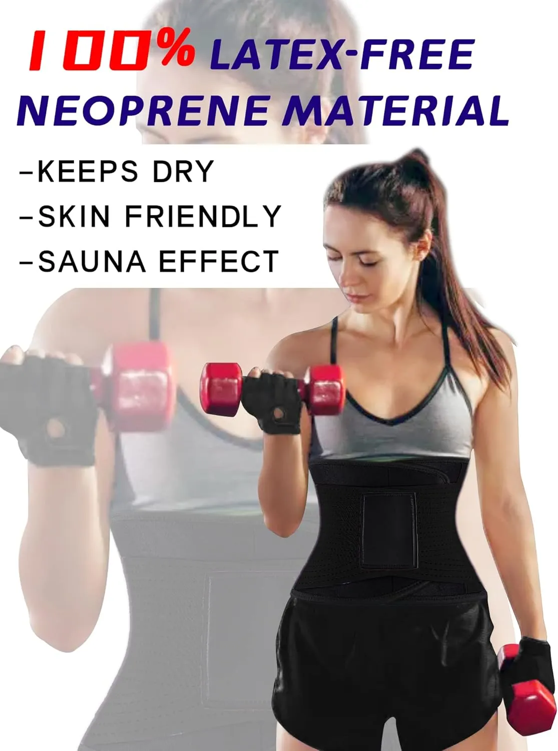 KOOCHY Waist Trainer for Women - Waist Trimmer Back Support Belt Sweat Wrap for Weight Loss Workout Fitness Gym Sport