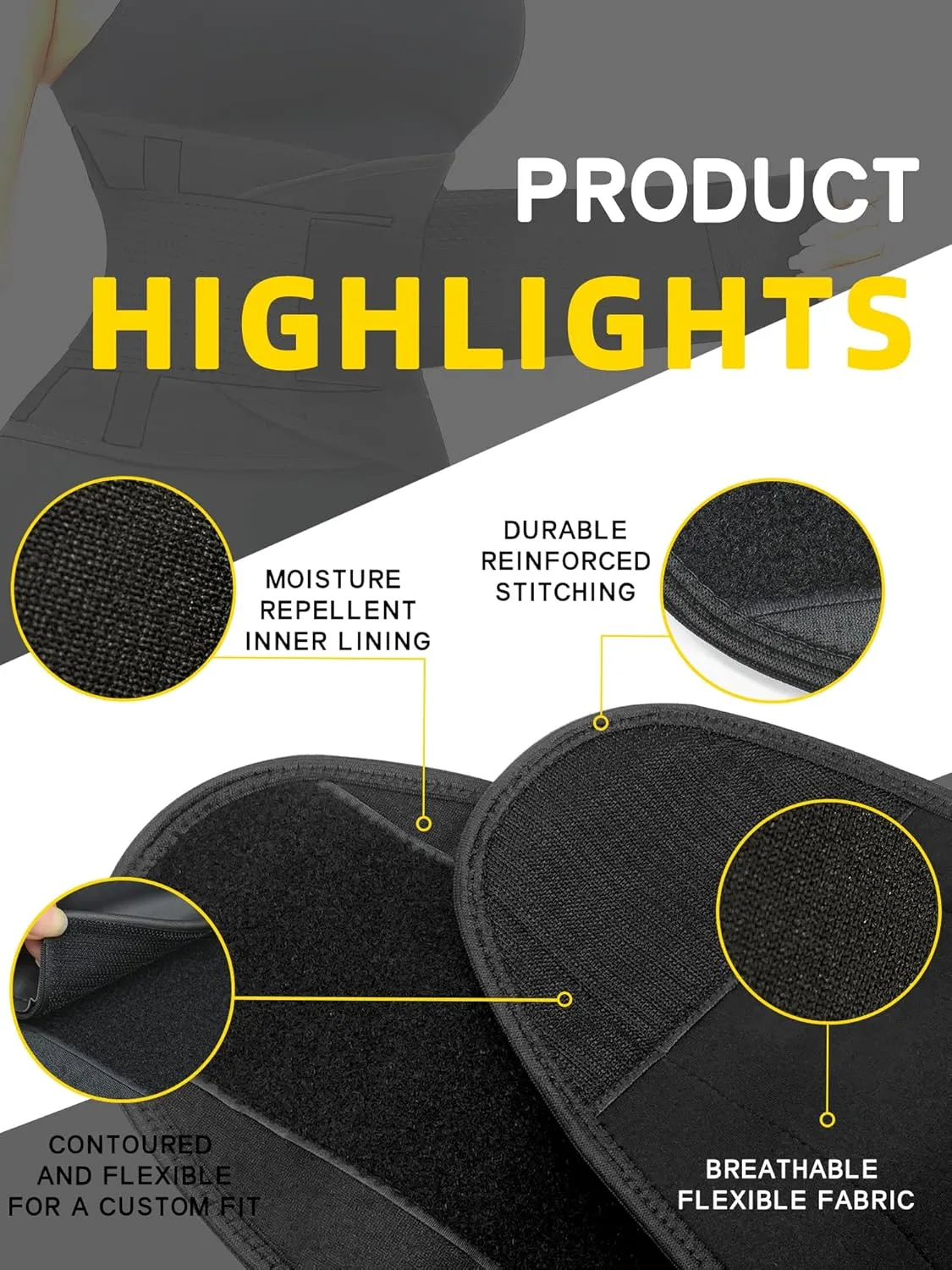 KOOCHY Waist Trainer for Women - Waist Trimmer Back Support Belt Sweat Wrap for Weight Loss Workout Fitness Gym Sport