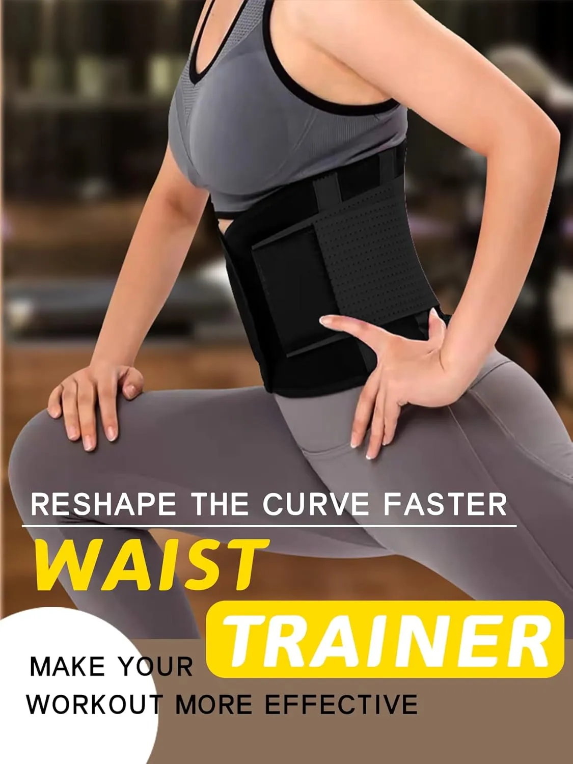KOOCHY Waist Trainer for Women - Waist Trimmer Back Support Belt Sweat Wrap for Weight Loss Workout Fitness Gym Sport