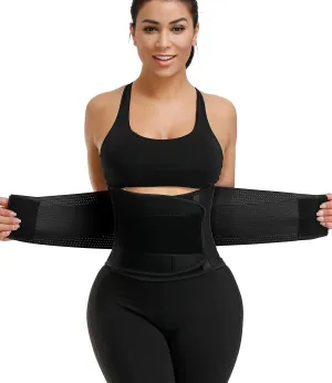 KOOCHY Waist Trainer for Women - Waist Trimmer Back Support Belt Sweat Wrap for Weight Loss Workout Fitness Gym Sport