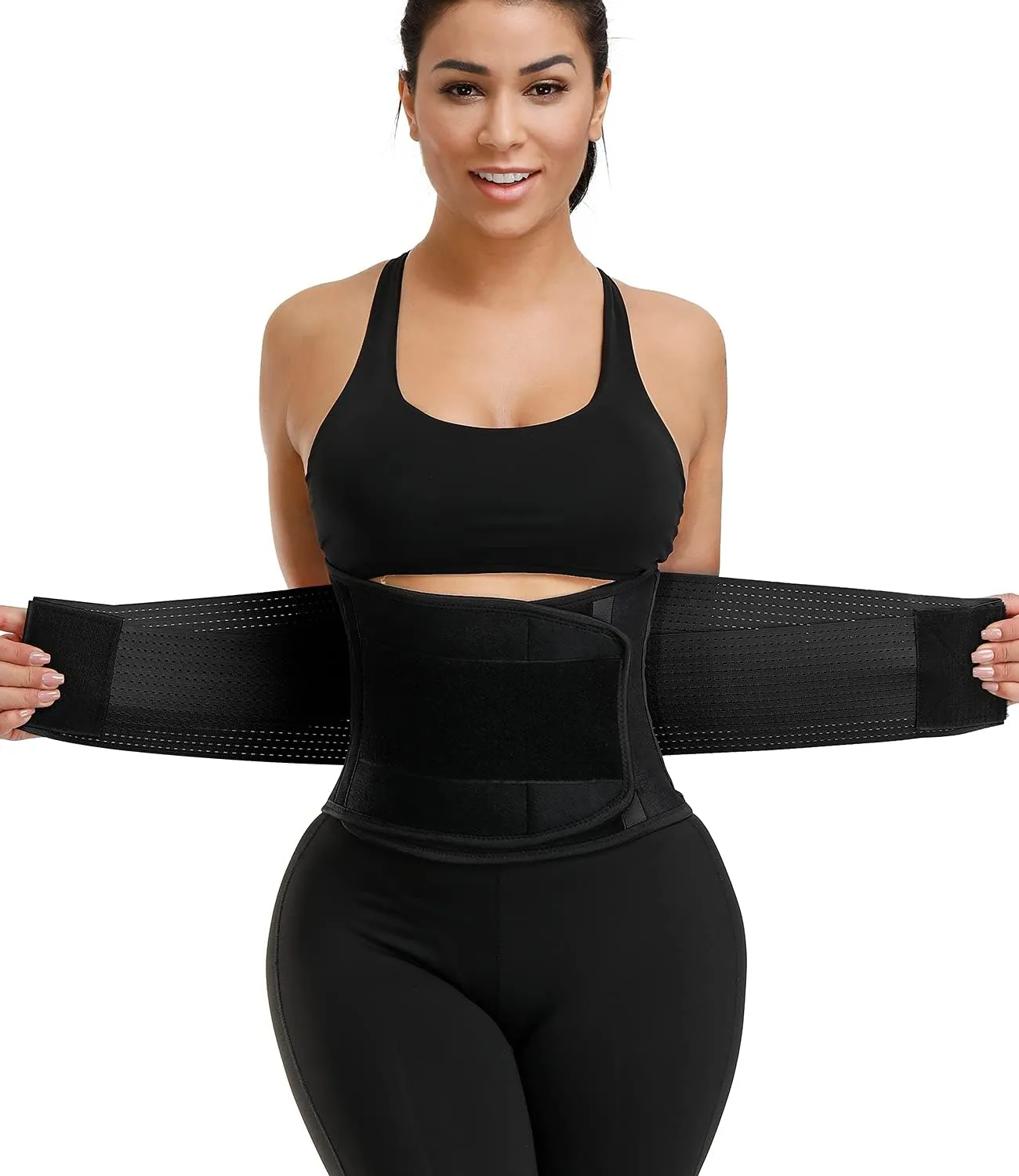 KOOCHY Waist Trainer for Women - Waist Trimmer Back Support Belt Sweat Wrap for Weight Loss Workout Fitness Gym Sport