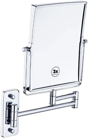 LADYG 3X Wall Mounted Makeup Mirror - Double Sided Magnifying Makeup Mirror for Bathroom, 360 Degree Swivel, Two-Sided Extendable, 6-Inch by8-Inch, for Bathroom