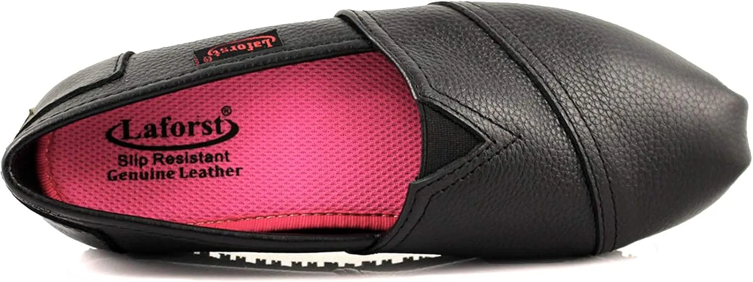 Laforst Froggee Womens Leather Nonslip Server Waitress Nurse Slip On Flat Free Socks