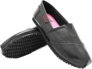 Laforst Froggee Womens Leather Nonslip Server Waitress Nurse Slip On Flat Free Socks