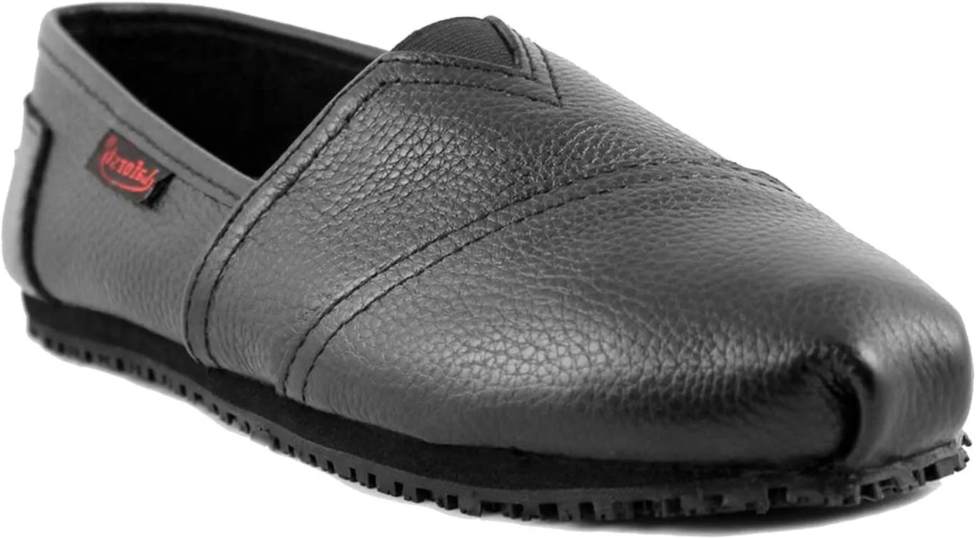 Laforst Froggee Womens Leather Nonslip Server Waitress Nurse Slip On Flat Free Socks