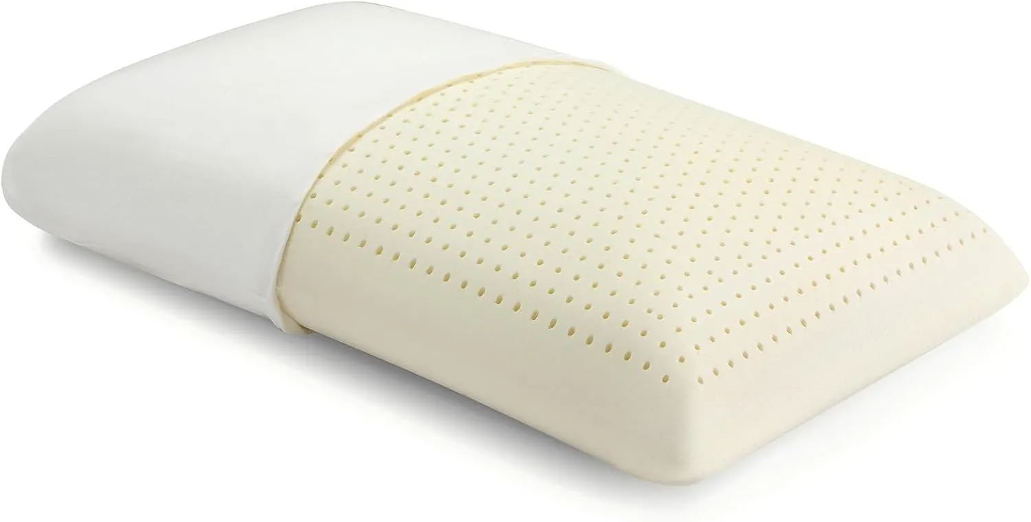 Latex Pillow, 100% Natural Talalay Latex Pillow with Removable Breathable Cotton Cover, Luxurious Standard Soft Bed Pillow for Side Back and Stomach Sleepers, Help Release Neck Pressure