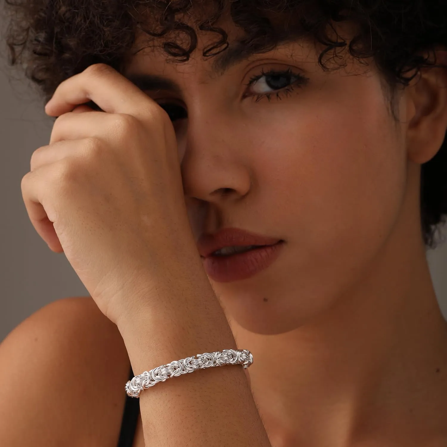 LeCalla 925 Sterling Silver Sliding Bracelet Italian Handmade Byzantine Adjustable Bolo Link Chain Bracelets for Women