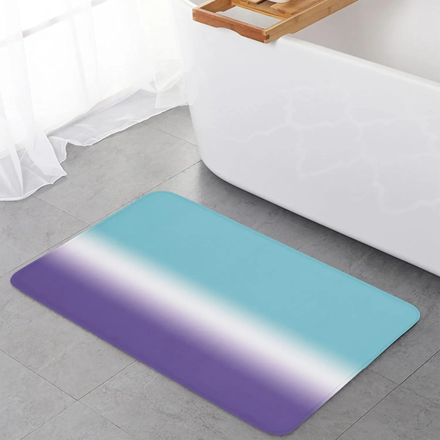 Libaoge Kitchen Mat Rug Set of 2 Gradient Blue Teal to Purple Runner Rug Anti-Fatigue Comfort Memory Foam Standing Mat Non-Slip Floor Door Mat for Bathroom 18x30in 18x60in