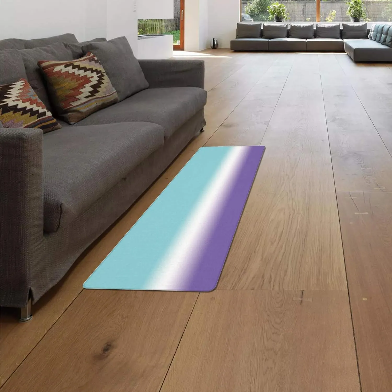 Libaoge Kitchen Mat Rug Set of 2 Gradient Blue Teal to Purple Runner Rug Anti-Fatigue Comfort Memory Foam Standing Mat Non-Slip Floor Door Mat for Bathroom 18x30in 18x60in
