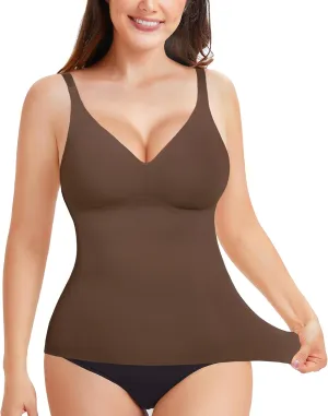 LODAY Compression Tank Tops for Women Tummy Control Shapewear Seamless Body Shaper Workout V-Neck Camisole Cami Tops