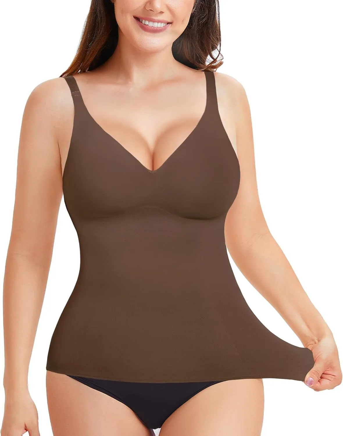 LODAY Compression Tank Tops for Women Tummy Control Shapewear Seamless Body Shaper Workout V-Neck Camisole Cami Tops