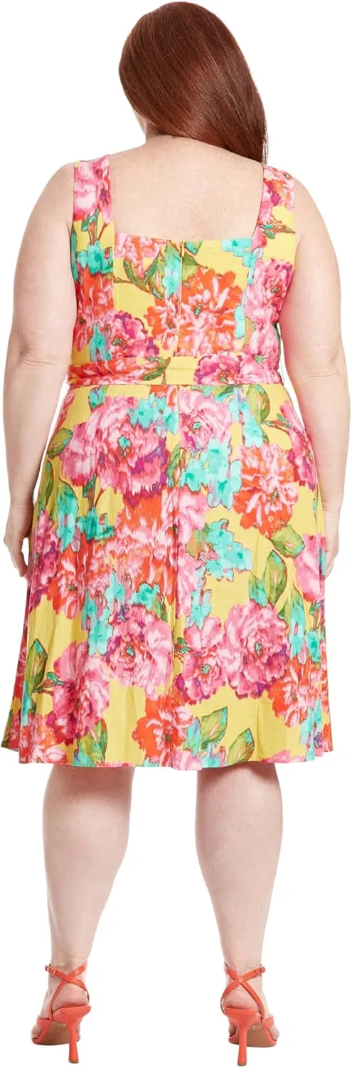 London Times Floral Summer Cute Knee Length, Wedding Guest Dresses for Women