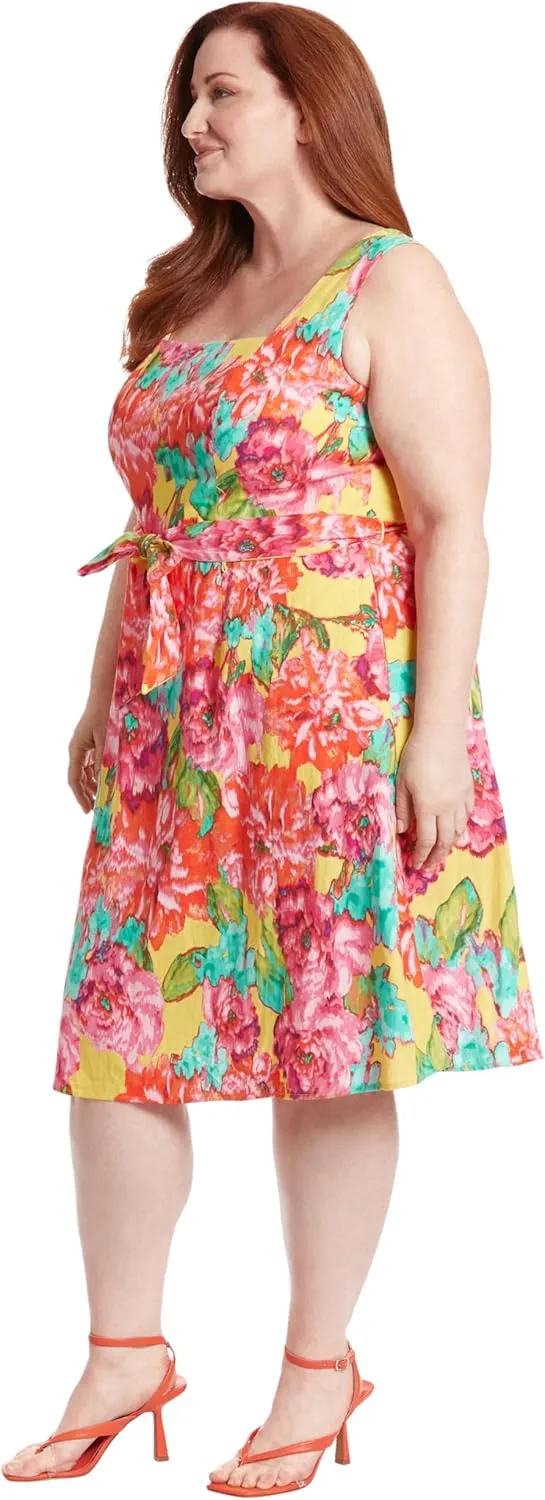 London Times Floral Summer Cute Knee Length, Wedding Guest Dresses for Women