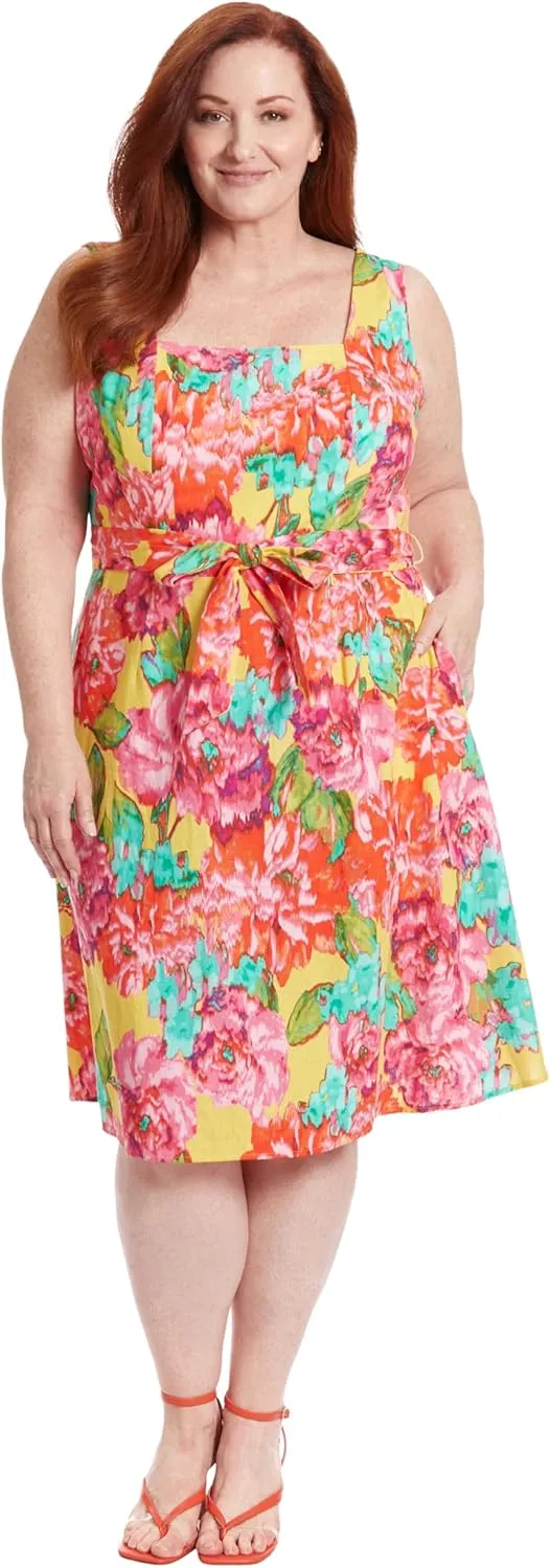 London Times Floral Summer Cute Knee Length, Wedding Guest Dresses for Women