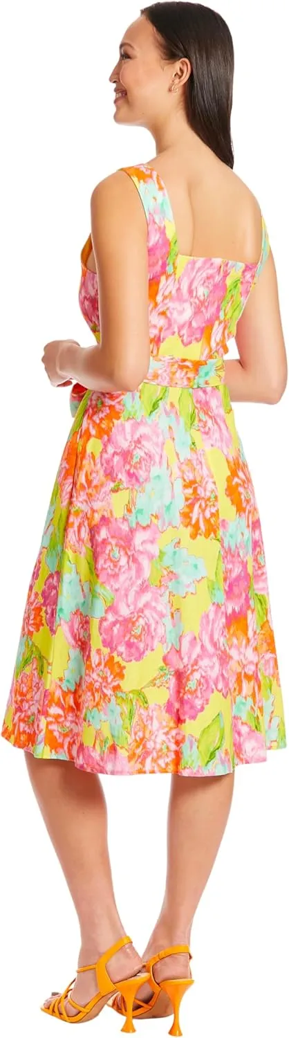 London Times Floral Summer Cute Knee Length, Wedding Guest Dresses for Women