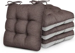 Love's cabin Memory Foam Chair Cushions Set of 4, Outdoor/Indoor Chair Pads for Dining Chairs 4 Pack, Seat Cushions for Kitchen, Dining Room, Office, Patio Chairs, 15.5"x15.5"x3.5" Coffee