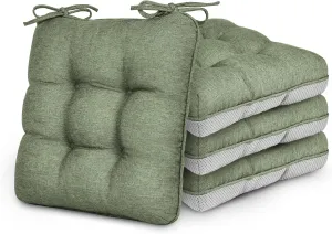 Love's cabin Memory Foam Chair Cushions Set of 4, Outdoor/Indoor Chair Pads for Dining Chairs 4 Pack, Seat Cushions for Kitchen, Dining Room, Office, Patio Chairs, 15.5"x15.5"x3.5" Green