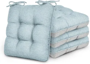Love's cabin Memory Foam Chair Cushions Set of 4, Outdoor/Indoor Chair Pads for Dining Chairs 4 Pack, Seat Cushions for Kitchen, Dining Room, Office, Patio Chairs, 15.5"x15.5"x3.5" Light Blue