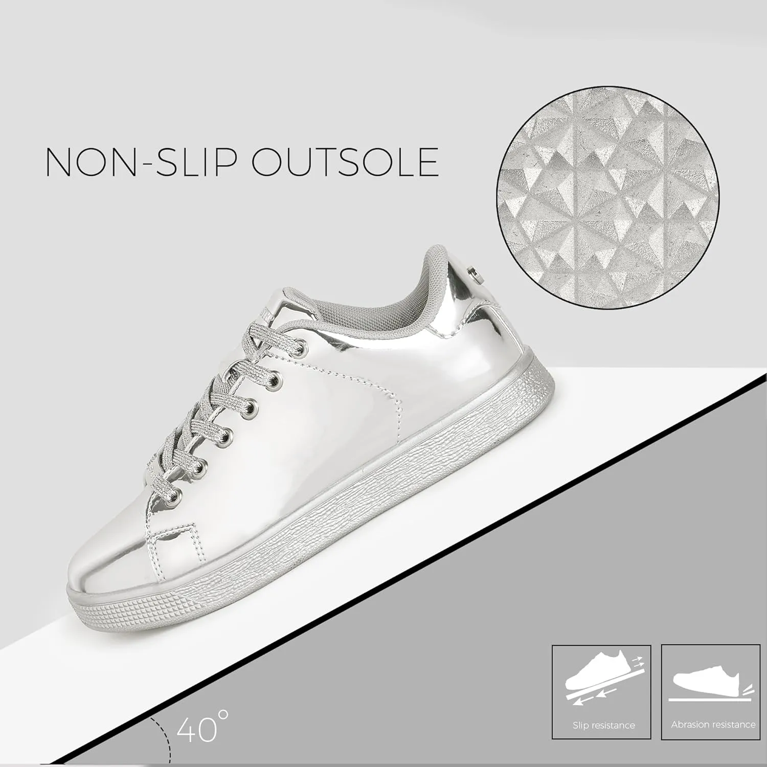 LUCKY STEP Glitter Sneakers Lace up | Fashion Sneakers | Sparkly Shoes for Women