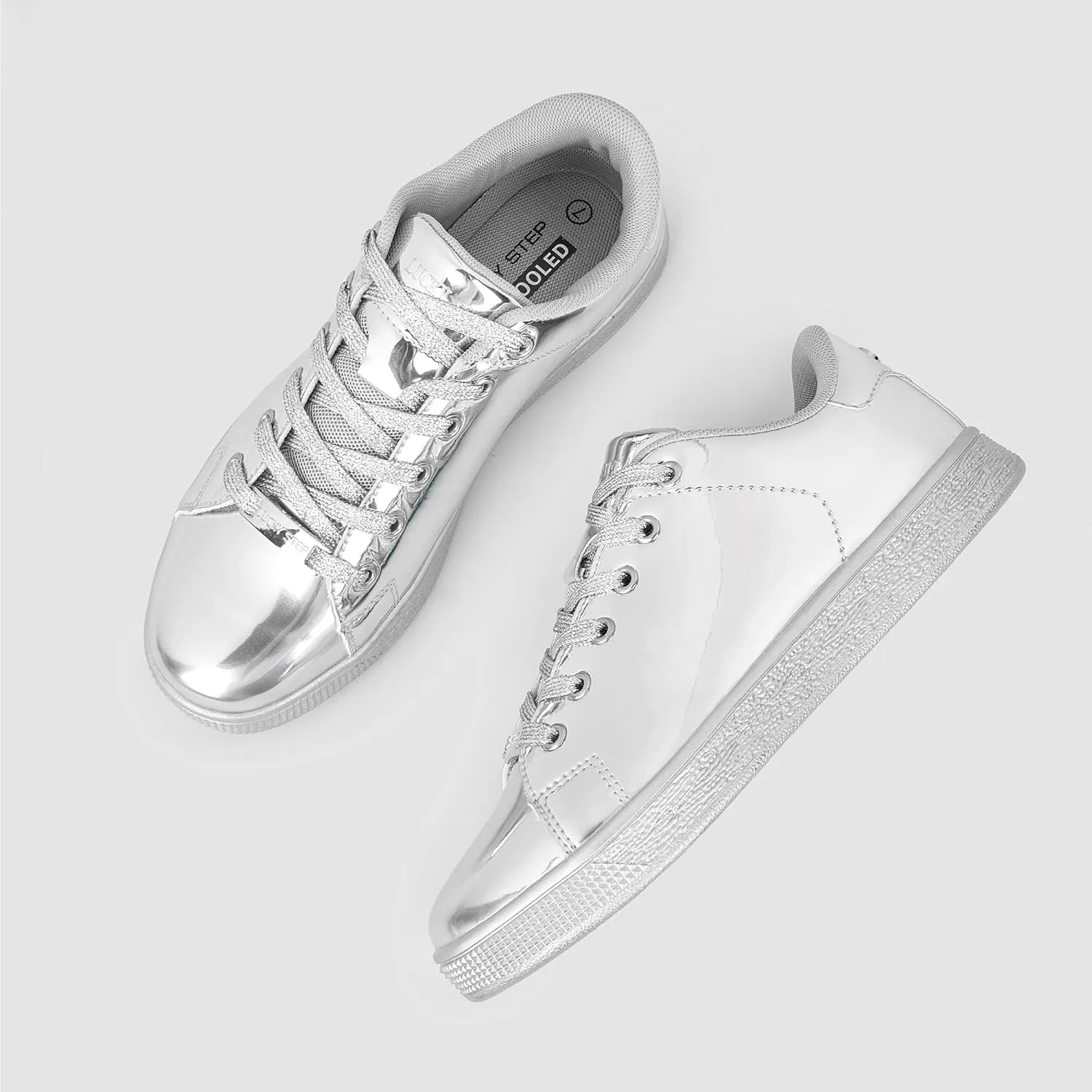 LUCKY STEP Glitter Sneakers Lace up | Fashion Sneakers | Sparkly Shoes for Women