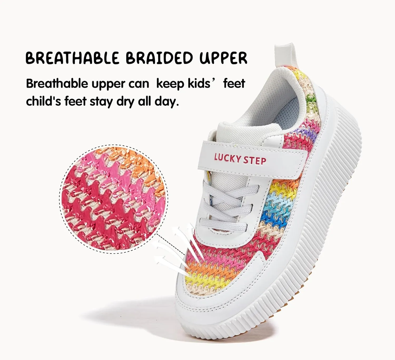 LUCKY STEP Kid's Glitter Running Sneaker Sparkly Braided Shiny Bling Princess Shoes School Athletic Walking Shoes for Children/Boys/Girls