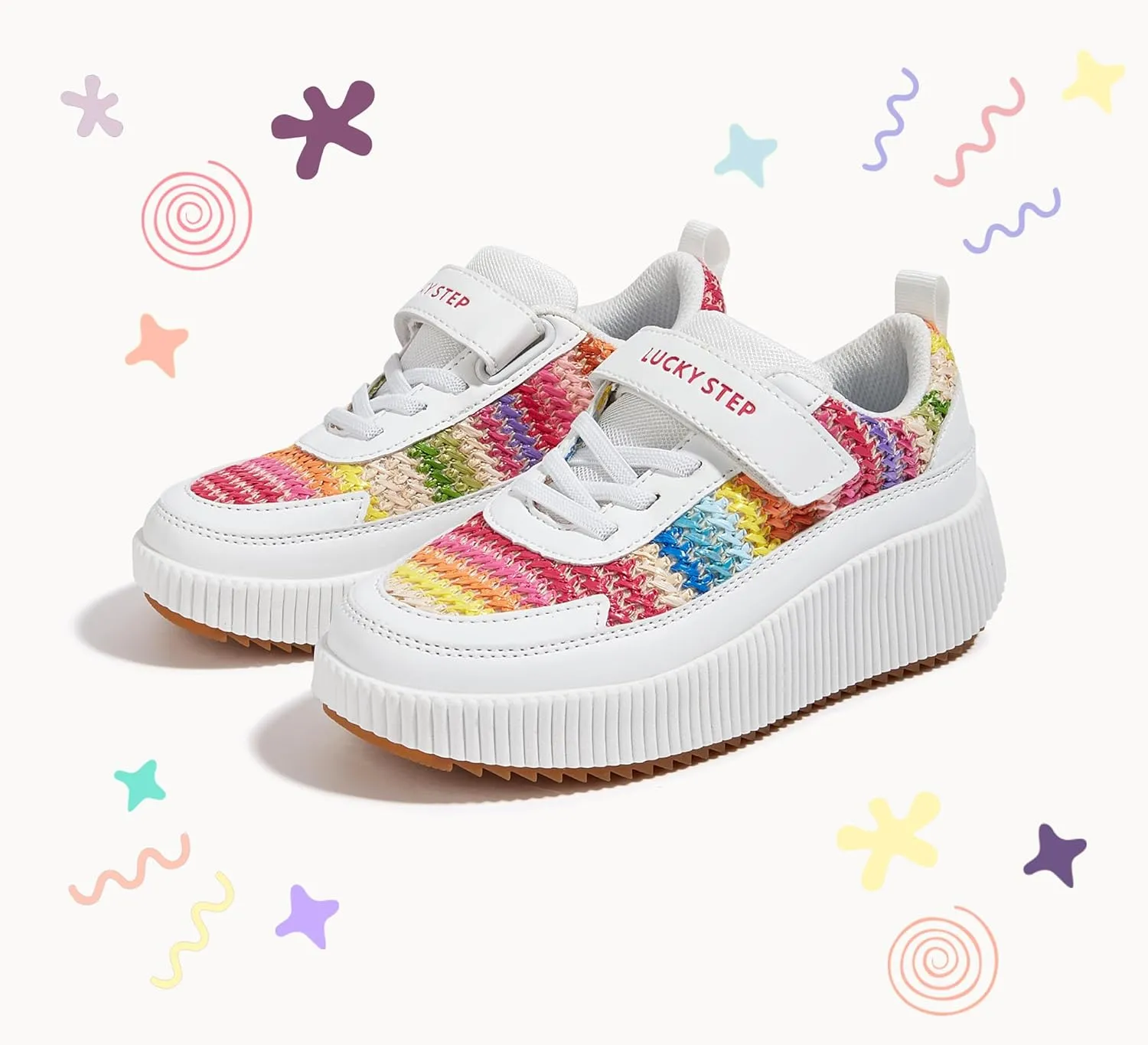 LUCKY STEP Kid's Glitter Running Sneaker Sparkly Braided Shiny Bling Princess Shoes School Athletic Walking Shoes for Children/Boys/Girls