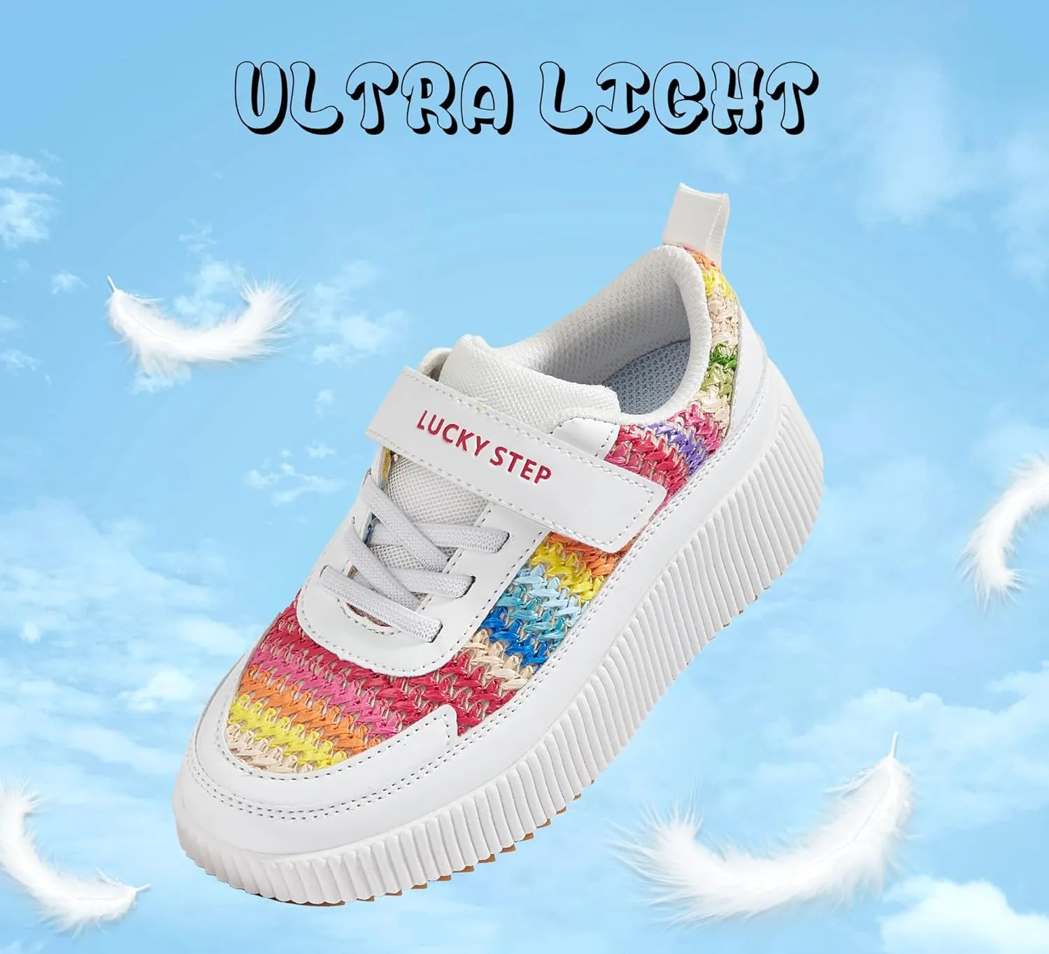 LUCKY STEP Kid's Glitter Running Sneaker Sparkly Braided Shiny Bling Princess Shoes School Athletic Walking Shoes for Children/Boys/Girls