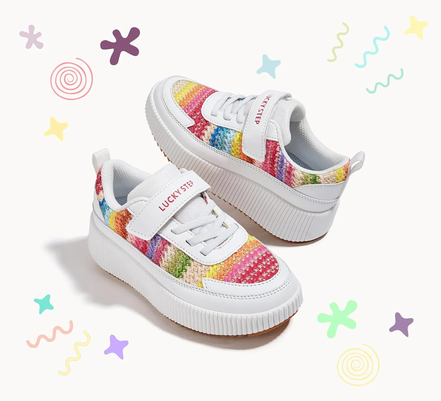 LUCKY STEP Kid's Glitter Running Sneaker Sparkly Braided Shiny Bling Princess Shoes School Athletic Walking Shoes for Children/Boys/Girls