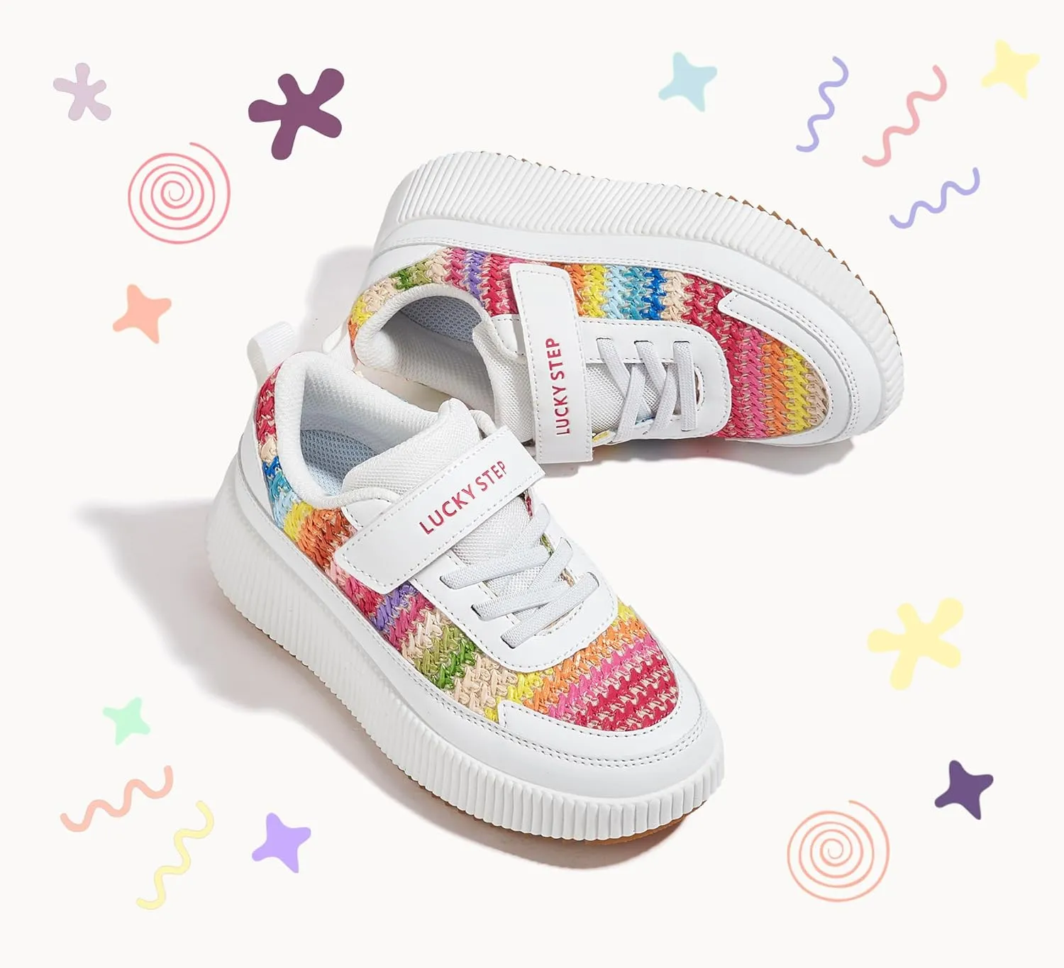 LUCKY STEP Kid's Glitter Running Sneaker Sparkly Braided Shiny Bling Princess Shoes School Athletic Walking Shoes for Children/Boys/Girls