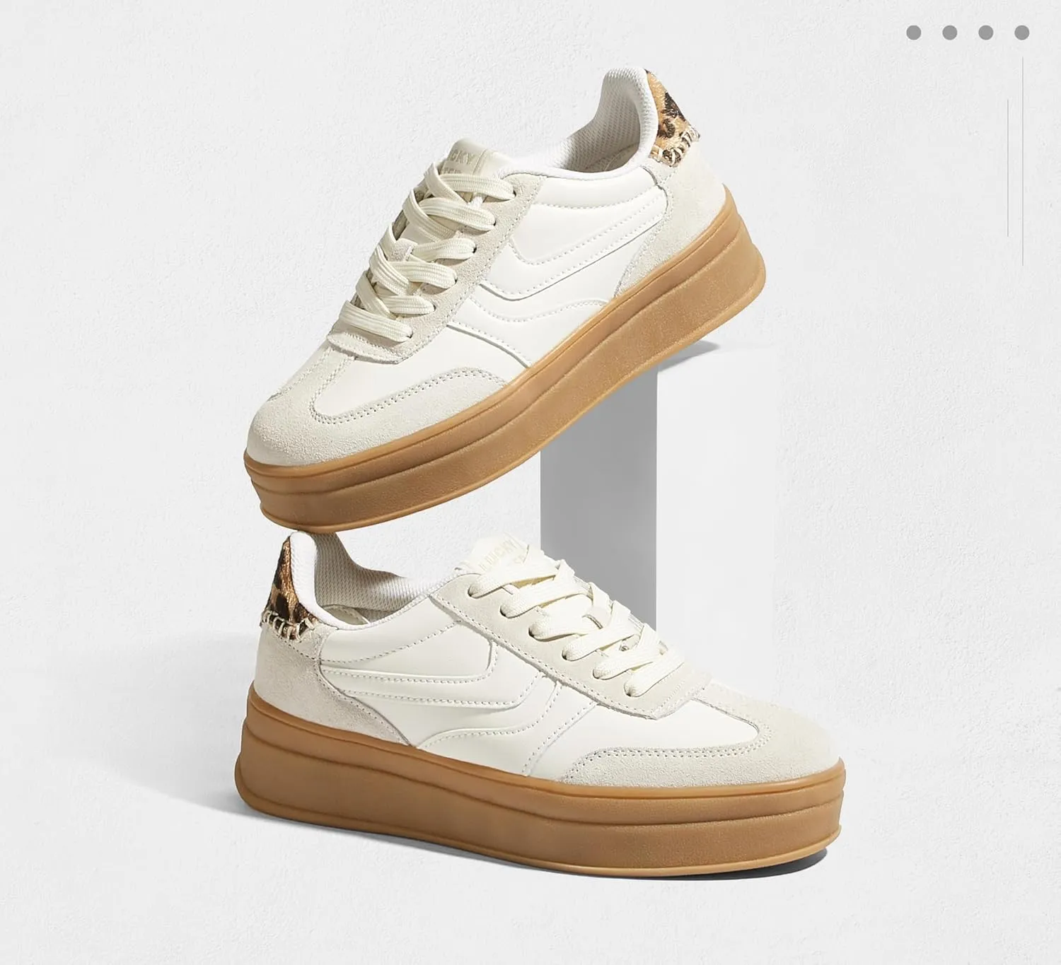 LUCKY STEP Platform Sneakers for Women Fashion Retro Thick Rubber Gum Sole Comfortable Tennis Skate Trainer Classic Walking Shoes Casual Streetwear