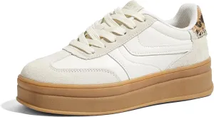 LUCKY STEP Platform Sneakers for Women Fashion Retro Thick Rubber Gum Sole Comfortable Tennis Skate Trainer Classic Walking Shoes Casual Streetwear