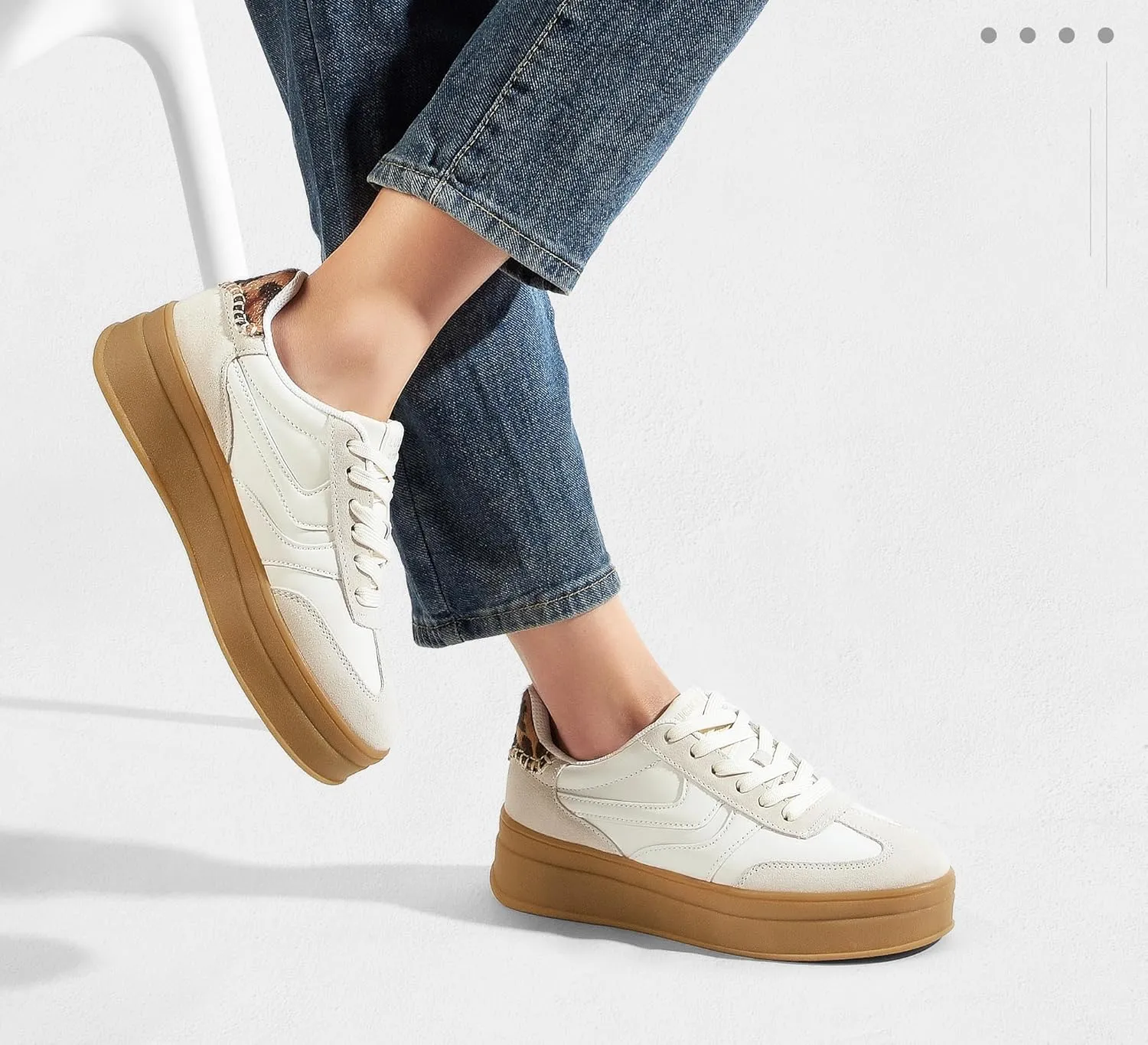 LUCKY STEP Platform Sneakers for Women Fashion Retro Thick Rubber Gum Sole Comfortable Tennis Skate Trainer Classic Walking Shoes Casual Streetwear